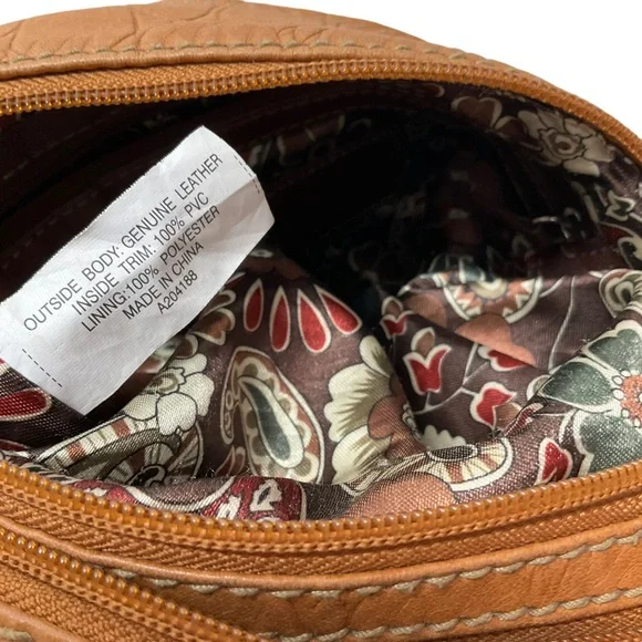 TIGNANELLO Larger Leather Bag Pockets Organizer Convertible Long Strap Tan - Picture 5 of 16